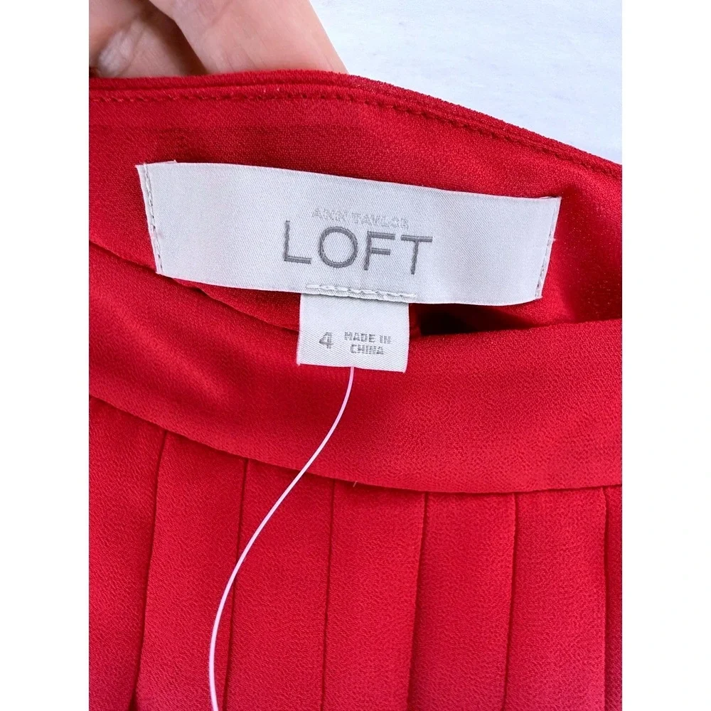 Ann Taylor LOFT Red Pleated Mini Skirt Size 4 New With‎ Tags 12669066